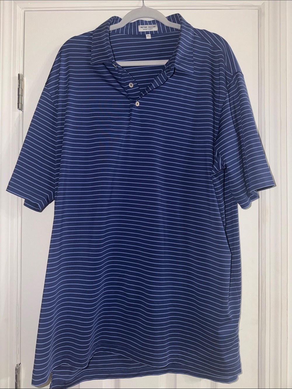Peter Millar Navy and White Striped Polo Shirt